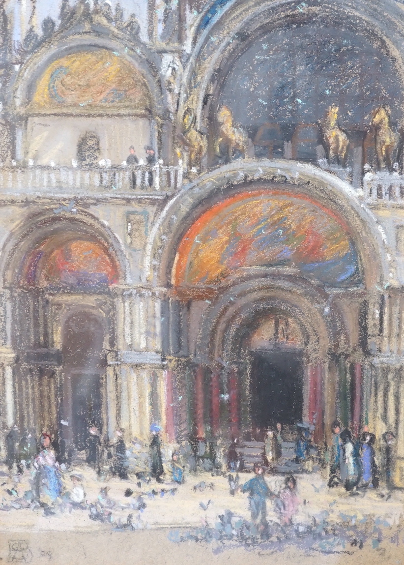 Bernhard Sickert (1863-1932), pastel, 'Entrance to St Marks, Venice', monogrammed, Fine Art Society label verso, 31 x 22.5cm